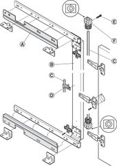 Đồng bộ cửa lùa pivot 600m Hafele 408.05.605