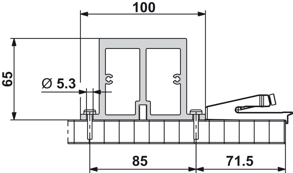 Fol.Concepta adjust.prof.alu.silv.2600mm Hafele 408.30.970