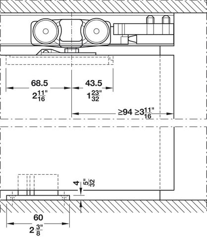 Bánh XE cửa trượt 120O (trái) Hafele 941.02.022