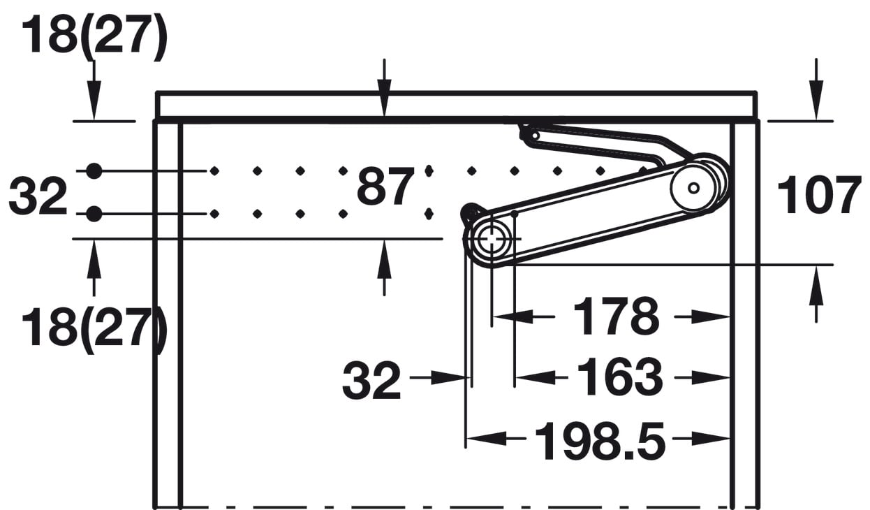 Tay nâng rương MAXI UP 3675H Hafele 373.85.702 - Khác biệt với tay nâng cánh tủ