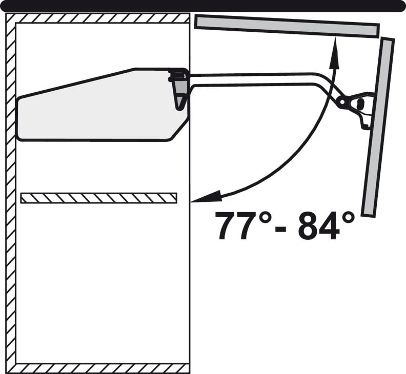 Chặn góc mở Free Fold Hafele 372.37.060 - Bên trong một bộ tay nâng tủ Chặn góc mở Free Fold Hafele 372.37.060 - Bên trong một bộ tay nâng tủ