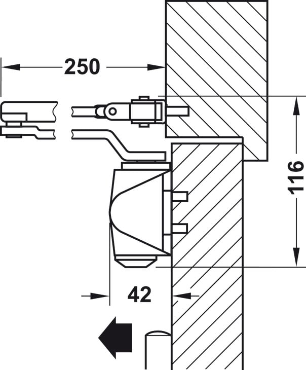 Thiết Bị Đóng Cửa Tự Động 60Kg Hafele 931.84.239 - Đóng cửa tự động Hafele 931.84.239 – khi cửa cần lúc đóng lúc mở