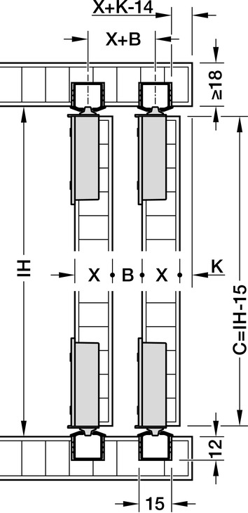 Phụ Kiện Cửa Trượt Tủ Slido F-Line18 50A Hafele 401.30.016