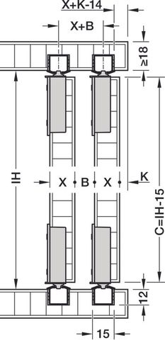 Phụ Kiện Cửa Trượt Tủ Slido F-Line18 50A Hafele 401.30.016