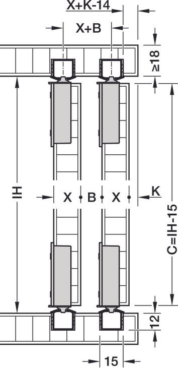 Phụ Kiện Cửa Trượt Tủ Slido F-Line18 50A Hafele 401.30.016
