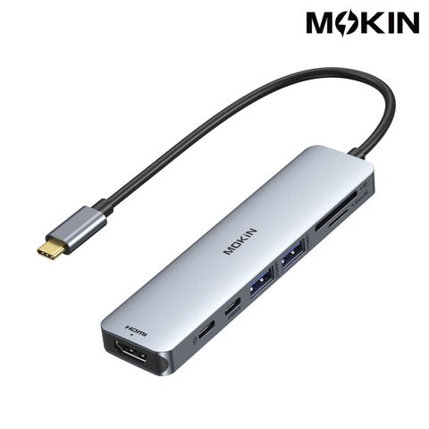 Hub chuyển đổi Mokin USB-C 7-in-1 Xám (MOUC0119) Hub Đa Năng Hỗ Trợ