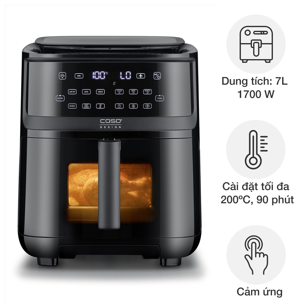 Nồi chiên không dầu kèm hấp CASO AirFry & Steam 700