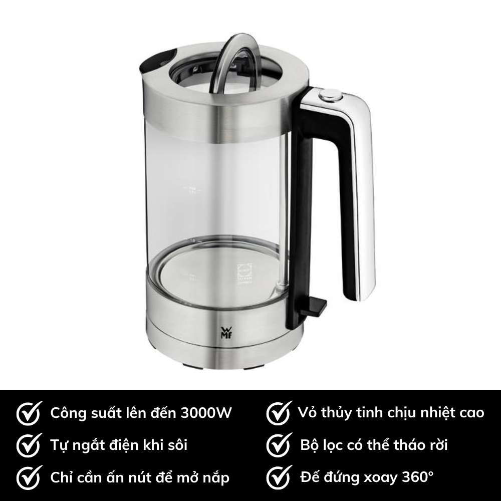 Ấm Siêu Tốc WMF Lono Glass Waserkocher 1.7L 04 1315 0011