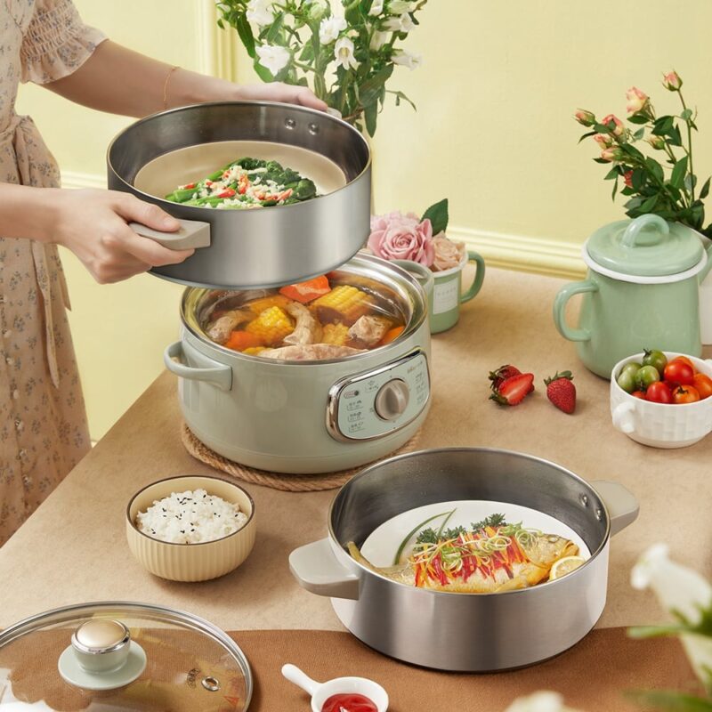 Nồi hấp và nấu lẩu điện đa năng Bear DZG-D80G5 – ảnh 3