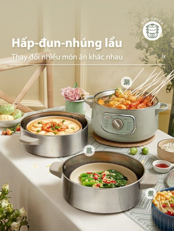 Nồi hấp và nấu lẩu điện đa năng Bear DZG-D80G5 – ảnh 8