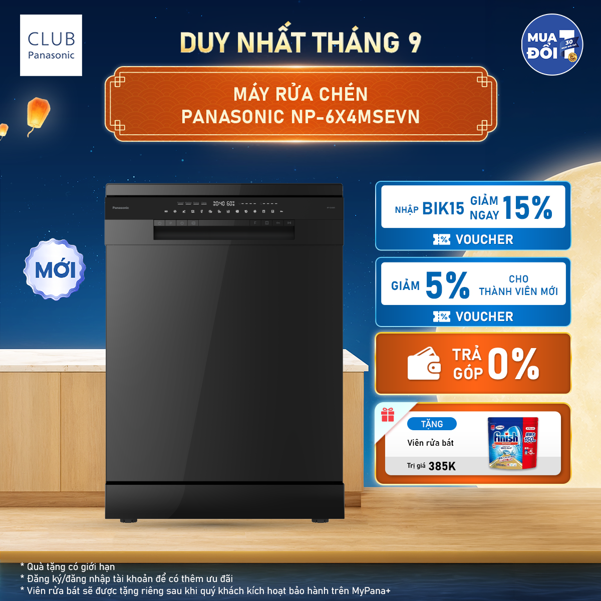 Máy rửa chén dung tích lớn 3 vòi phun Panasonic NP-6X4MSEVN