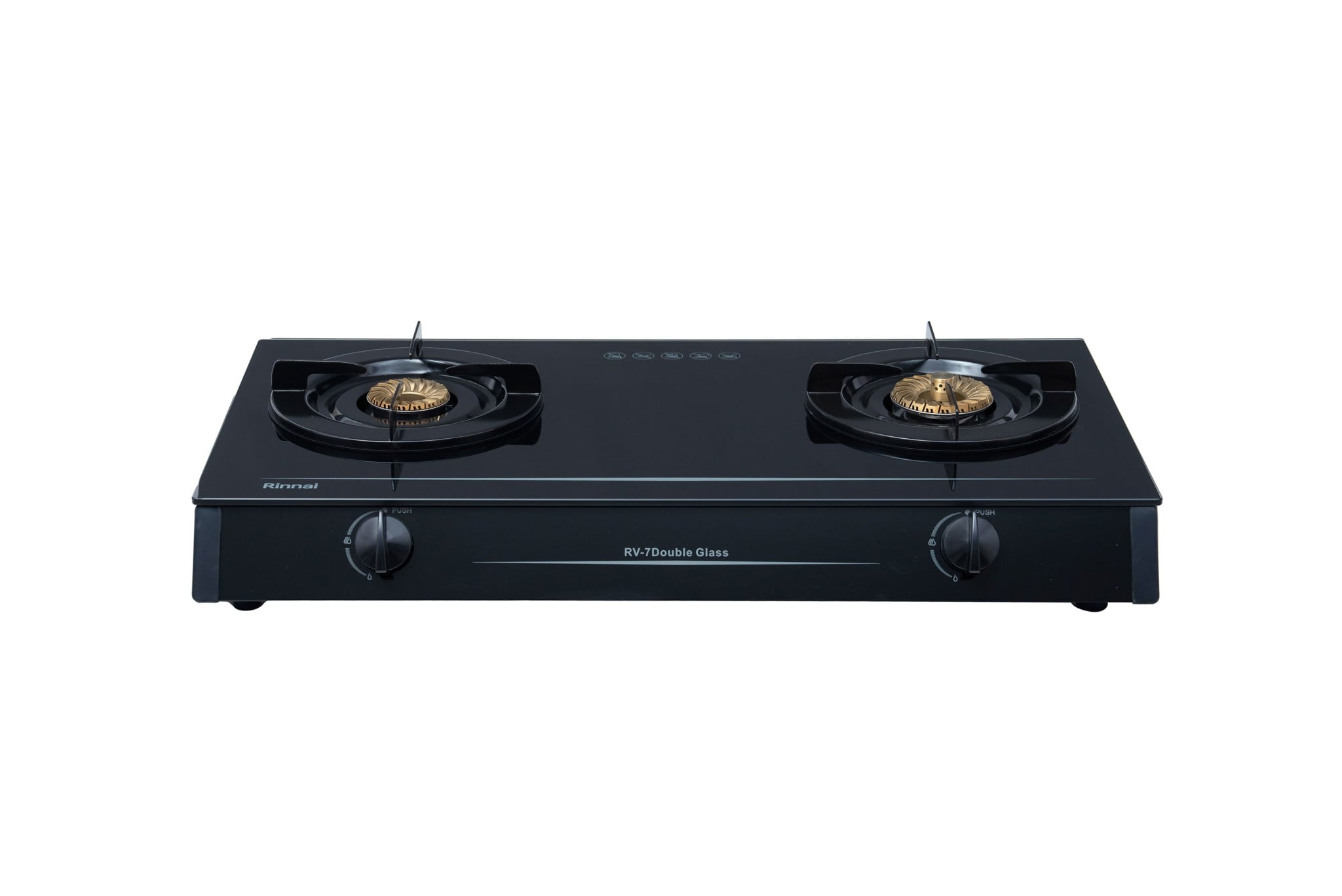 Bếp gas dương Rinnai RV-7Double Glass(L) 728mm 2 lò nấu, mặt kính cường lực