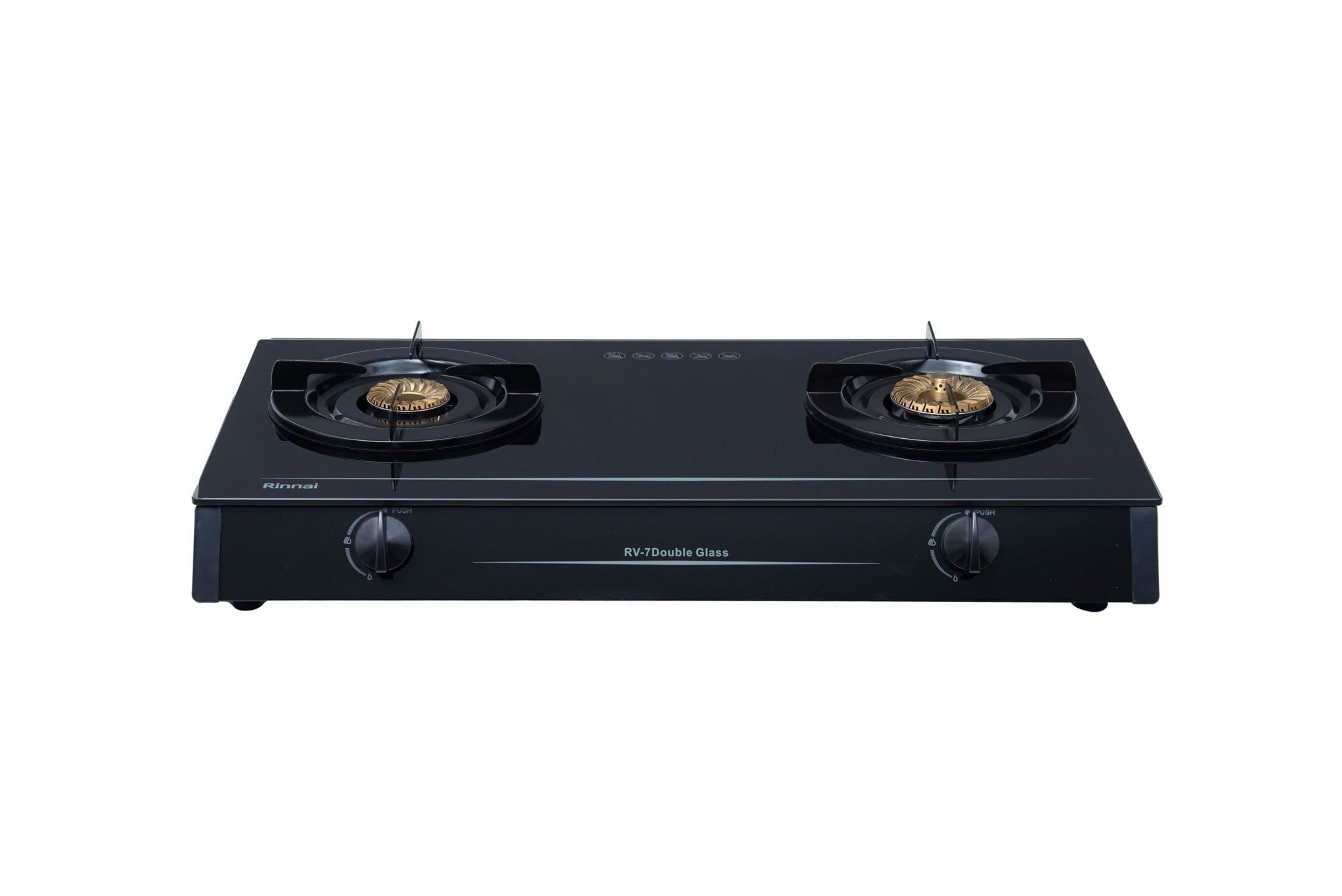 Bếp gas dương Rinnai RV-7Double Glass(L) 728mm 2 lò nấu, mặt kính cường lực