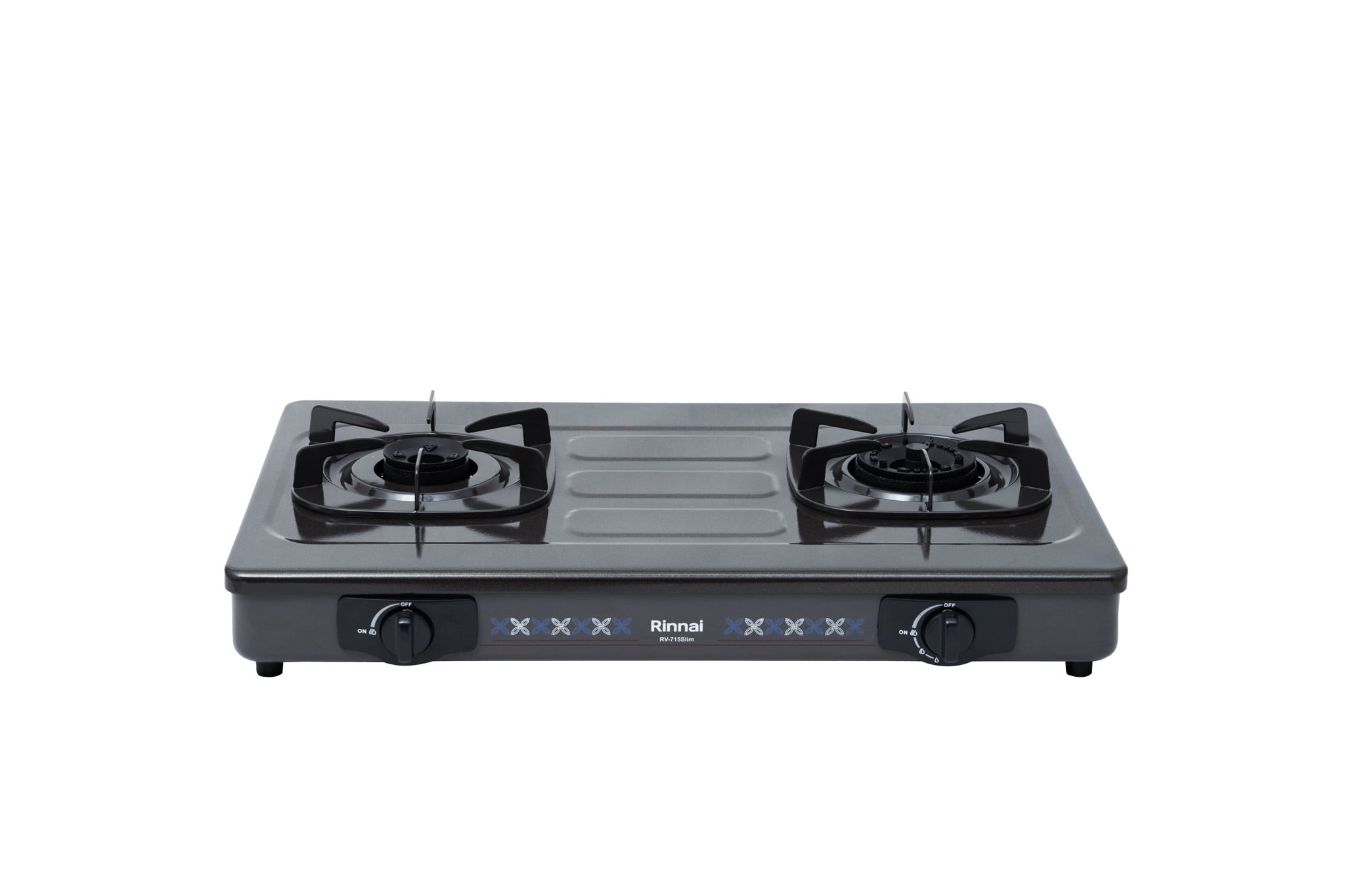 Bếp gas dương Rinnai RV-715Slim(G) 702mm 2 lò nấu, mặt thép phủ men