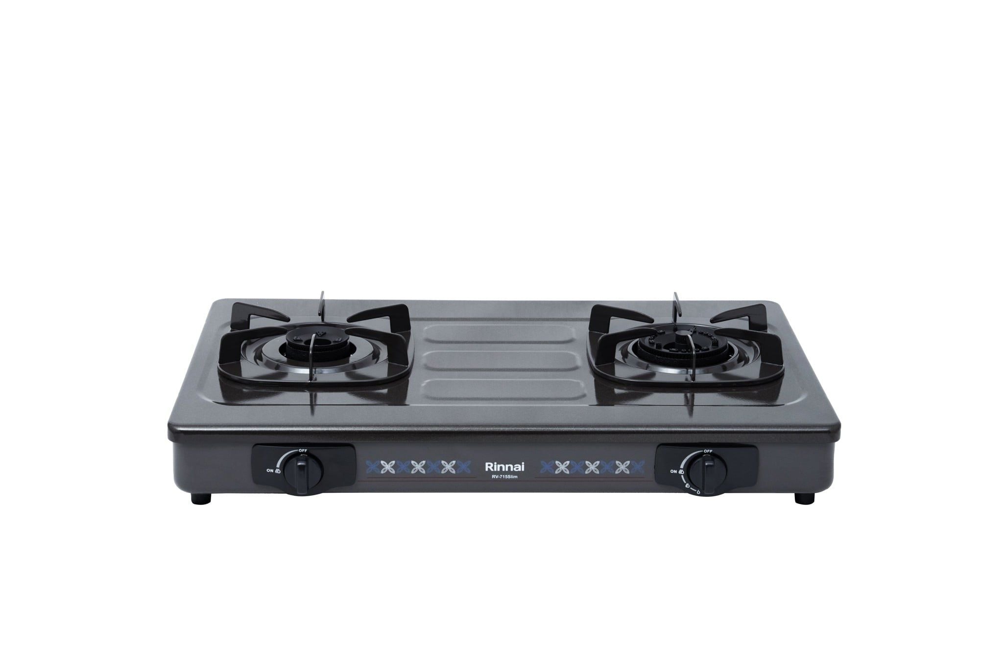 Bếp gas dương Rinnai RV-715Slim(G) 702mm 2 lò nấu, mặt thép phủ men