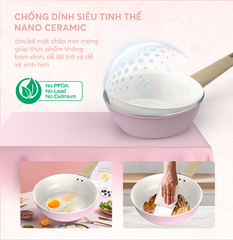 Chảo phủ sứ nano đáy từ Sunhouse healthy SHG26MP ảnh 5