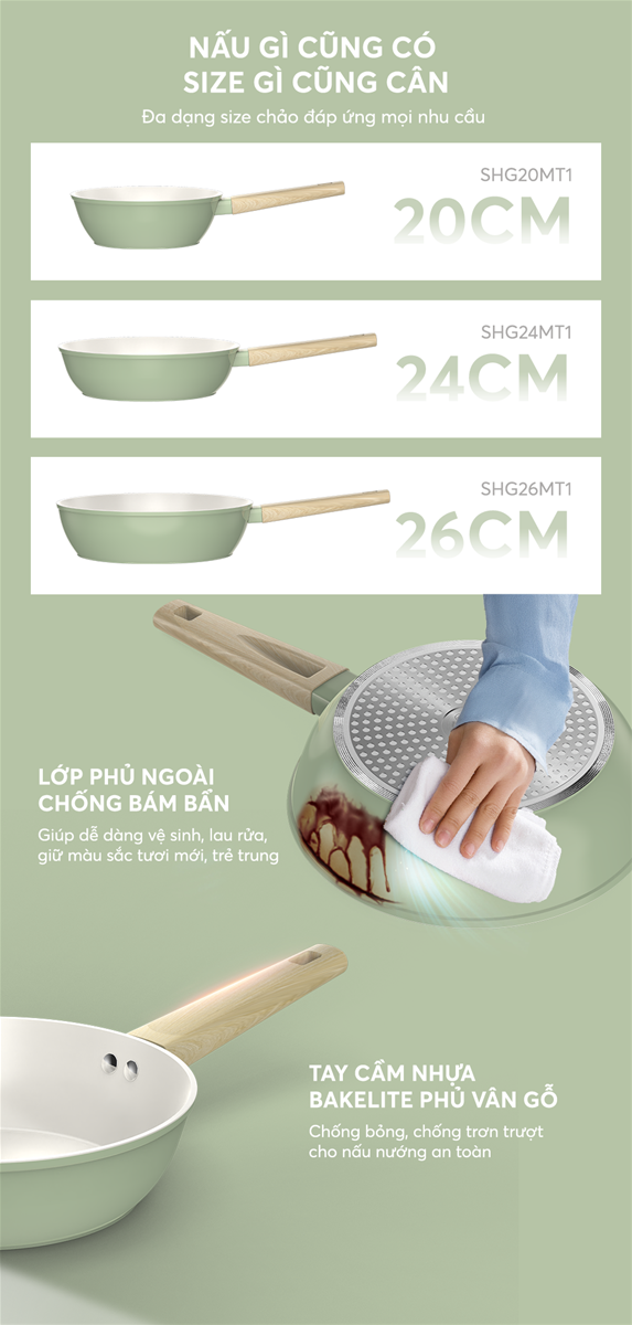 Chảo phủ sứ nano đáy từ Sunhouse healthy SHG24MT1 – ảnh 6
