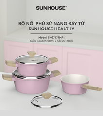 Bộ nồi phủ sứ nano đáy từ Sunhouse healthy SHG7979MP1 ảnh 6