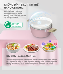 Bộ nồi phủ sứ nano đáy từ Sunhouse healthy SHG7979MP1 ảnh 8