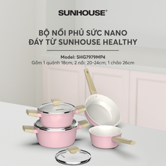Bộ nồi phủ sứ nano đáy từ Sunhouse healthy SHG7979MP4 ảnh 8