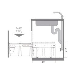 Thùng Rác Dưới Chậu Viola 400mm Hafele 503.39.631 ảnh 2