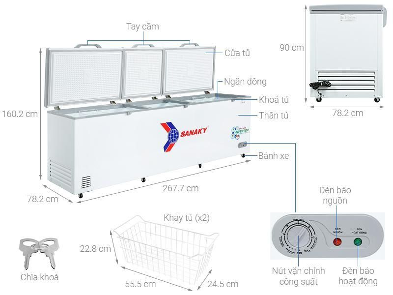  Tủ đông Sanaky Inverter 900 lít VH-1199HY3 