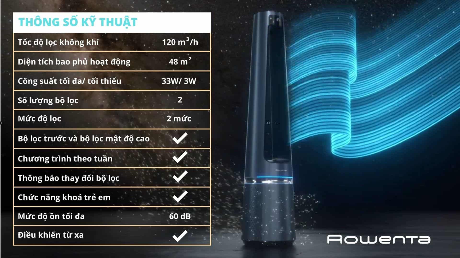 Quạt Không Cánh Kèm Lọc Không Khí Rowenta QU5030F0 – ảnh 8