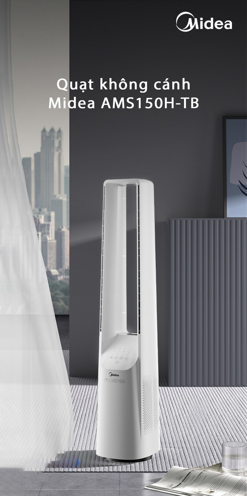 Quạt không cánh Midea AMS150H-TP quạt không cánh gió mạnh êm – ảnh 7