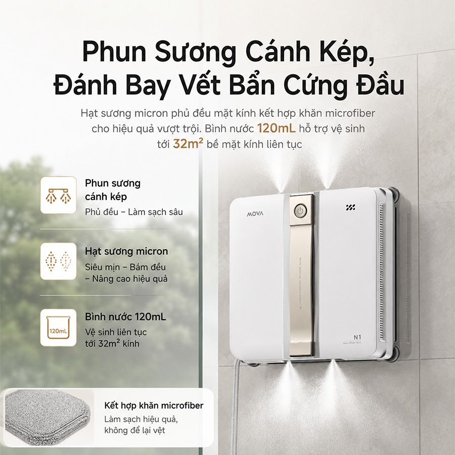 Robot hút bụi lau kính Mova N1 EU - Màu Đen – ảnh 7