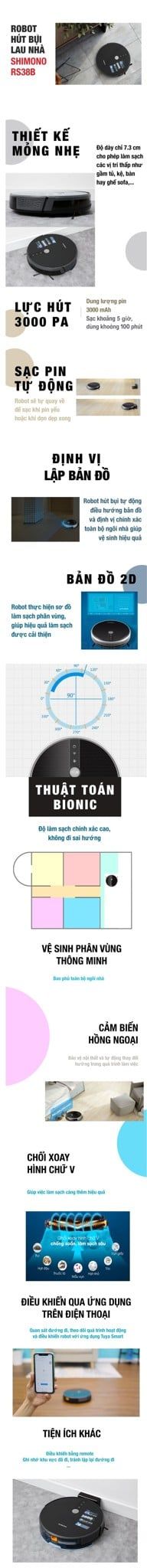  Robot hút bụi lau nhà Shimono RS38B 