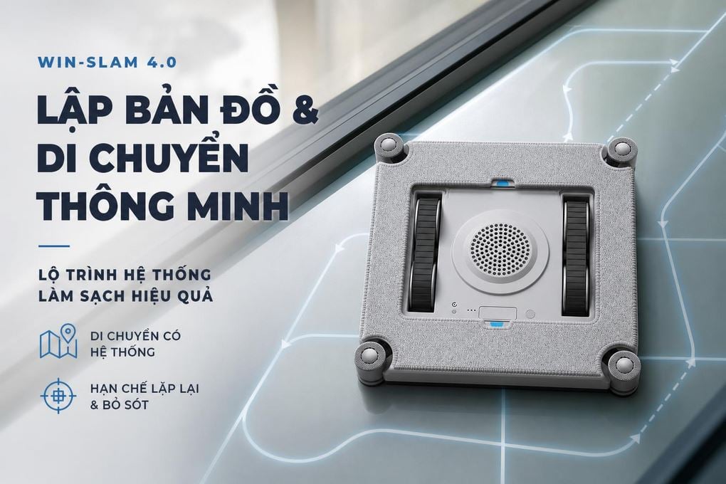 Robot lau kính Ecovacs Winbot Mini 2 - công nghệ