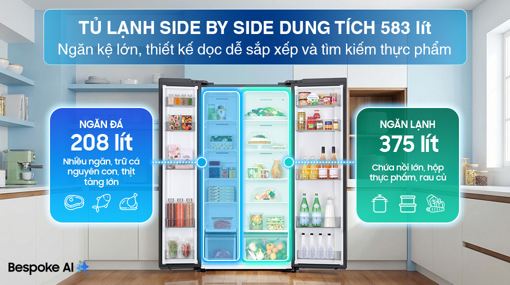 Tủ lạnh Samsung Inverter 583 lít Side By Side RS57DG400EM9SV – ảnh 5