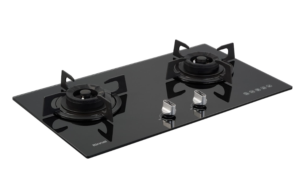 Bếp gas âm Rinnai RVB-732G(B) 720mm 2 lò nấu, mặt kính cường lực – ảnh 4