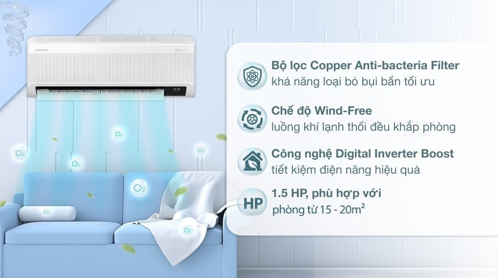 Máy lạnh Samsung Wind-Free Inverter 1.5 HP AR13CYFAAWKNSV – ảnh 2