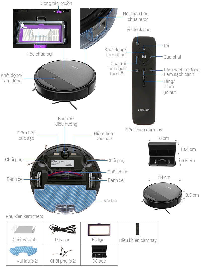 Robot hút bụi Samsung VR05R5050WK/SV