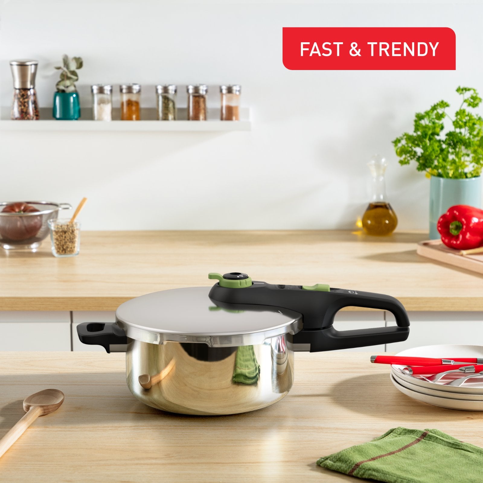 Nồi áp suất Inox cao cấp Tefal Secure Trendy - hình ảnh thực tế