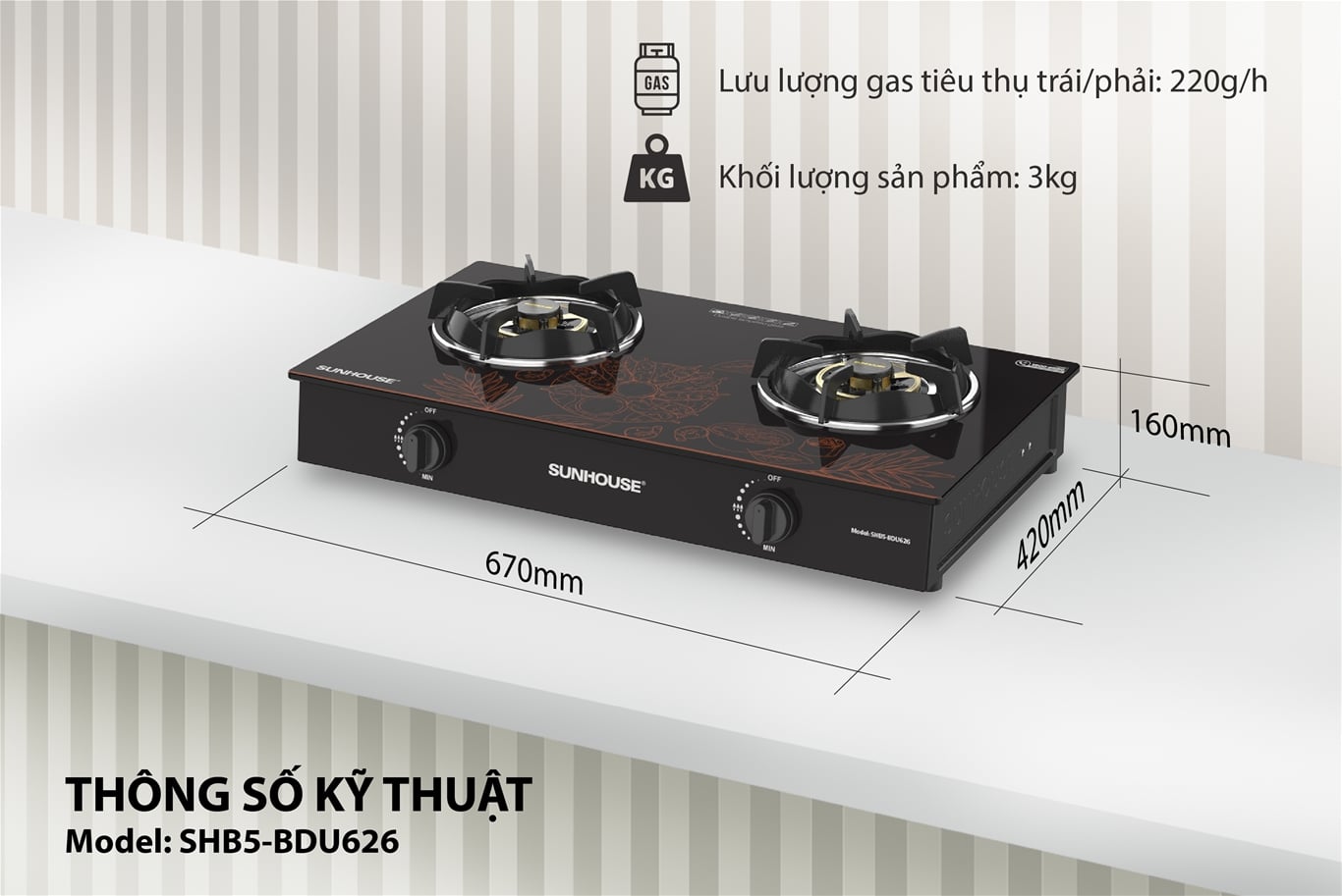 Bếp gas dương kính Sunhouse SHB5-BDU626 – ảnh 6