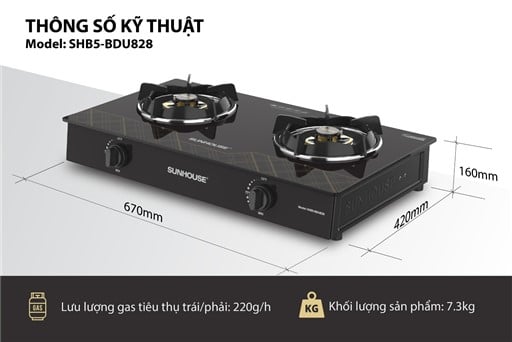 Bếp gas dương kính Sunhouse SHB5-BDU828 – ảnh 6