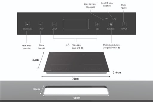 Bếp đôi điện từ Sunhouse SHB9101S