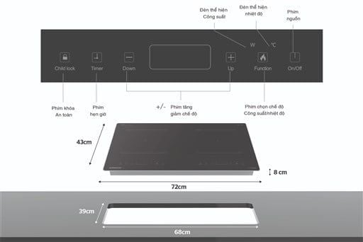 Bếp đôi điện từ Sunhouse SHB9101S