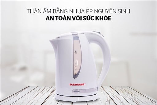 Ấm siêu tốc nhựa Sunhouse SHD1300 trắng