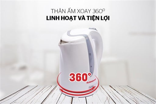 Ấm siêu tốc nhựa Sunhouse SHD1300 trắng – ảnh 2