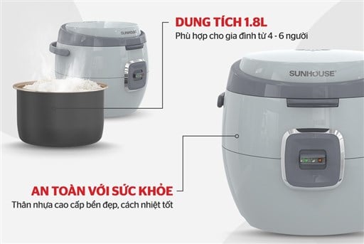 Nồi cơm điện 1.8L Sunhouse SHD8663G – ảnh 3