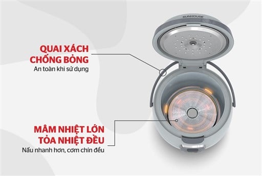 Nồi cơm điện 1.8L Sunhouse SHD8663G – ảnh 6