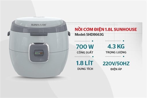 Nồi cơm điện 1.8L Sunhouse SHD8663G – ảnh 7