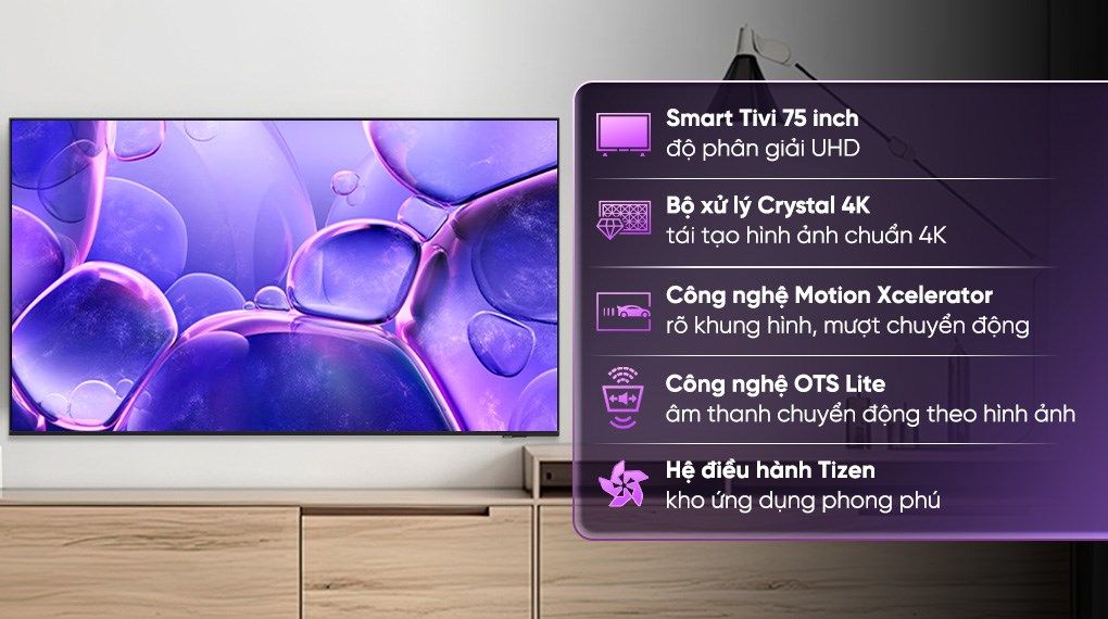 Smart Tivi Crystal UHD Samsung 4K 75 inch UA75U8500F