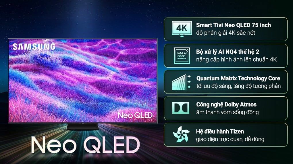 Smart Tivi Neo QLED Samsung AI 4K 75 inch QA75QN80F
