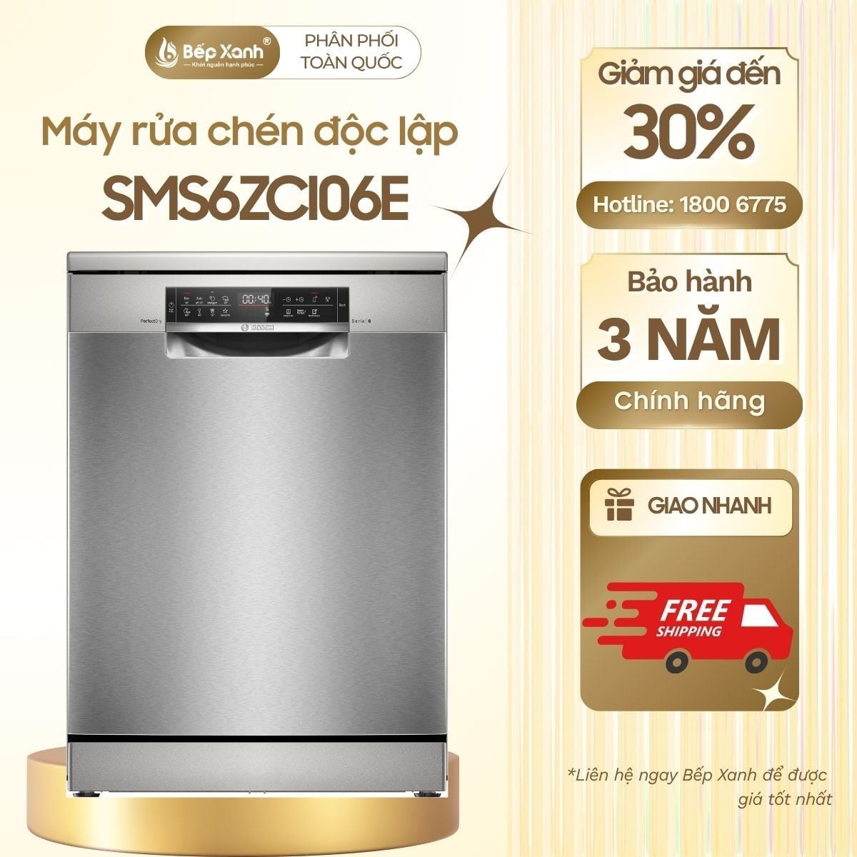  SMS6ZCI06E | Máy rửa chén độc lập Bosch Series 6, sấy Zeolith 