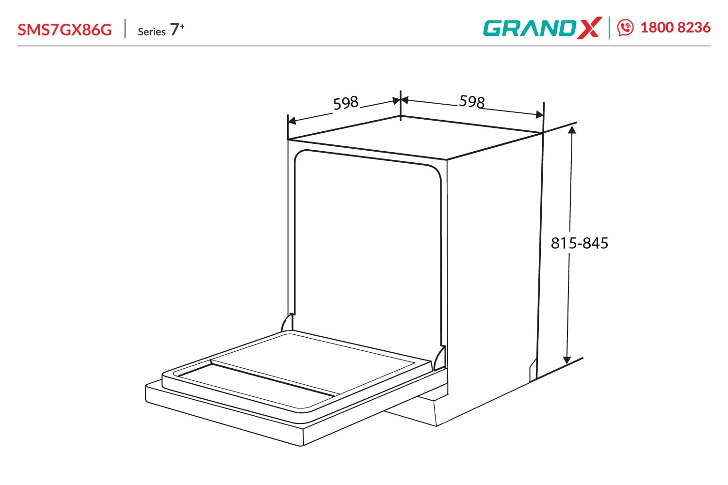 Máy rửa bát GrandX SMS7GX86G – ảnh 2