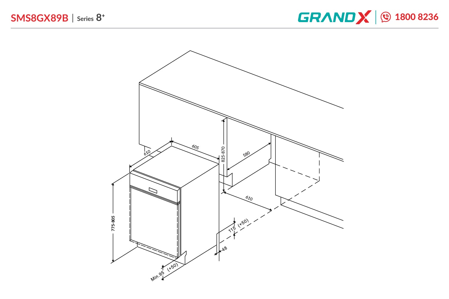 Máy rửa bát GrandX SMS8GX89B – ảnh 2